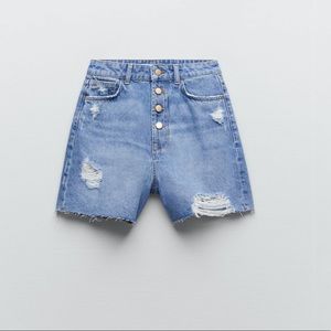 🔥Zara🔥RIPPED DENIM SHORTS